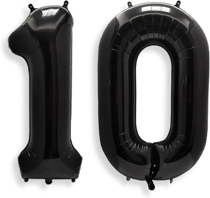 AULE 40 Inch Black Number Balloon 10 Foil 0-9 Birthday Big Numbers | Birthday by AULE