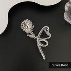 Flower Metal Hair Clips Claw, 1Pcs Flower Hair Claw Clips for Thin Thick Hair Accessories Non-Slip Rose Hair Claw Clip for Women Girls Fashionable Hair Styling