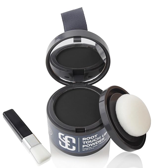 SOVONCARE Instantly Hairline Powder, Hairline Shadow Gray Hair Coverage Touch Up Hair Powder for Thinning Hair for Women Hair Root Touch Up Powder Hair Root Cover Up Conceals Hair Loss Dark Black