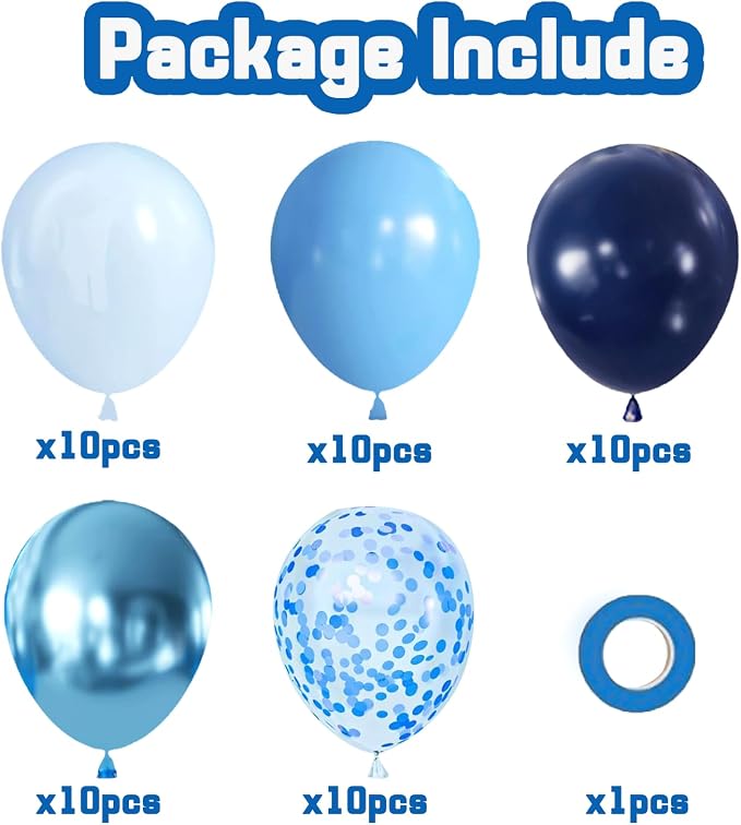 Zesliwy Blue Balloons Set with Confetti, Party Decor | Navy - Image 2