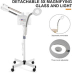 Professional 3 in 1 Facial Steamer Upgrade Esthetician Steamer with hot & Cold Nozzle 5X LED Magnifying Lamp Beauty Salon Spa