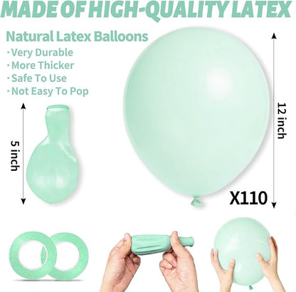 110pcs Pastel Green Balloon 12 Inch, Pastel Green Latex Balloons - Image 3