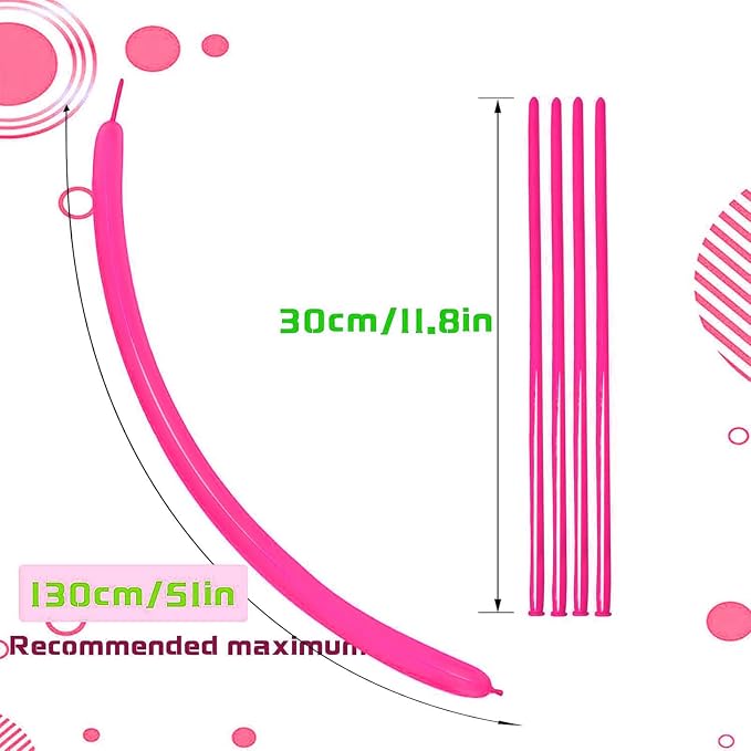 Hot Pink Long Balloons Premium 260 Twisting Balloons Animals Magic - Image 3