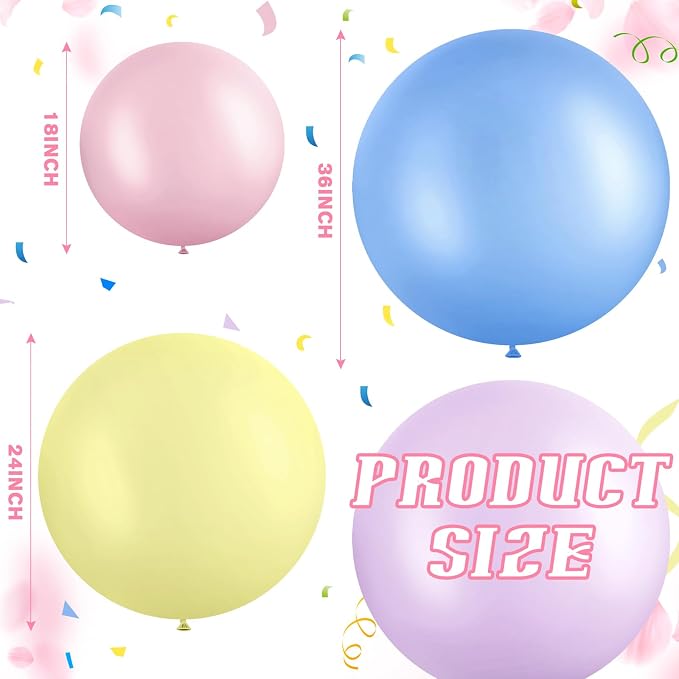 Gejoy 24 Pcs Pool Giant Balloons 36/24/18 Inch Jumbo Large Big Latex Balloons - Image 4