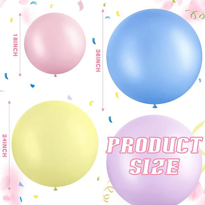 Gejoy 24 Pcs Pool Giant Balloons 36/24/18 Inch Jumbo Large Big Latex Balloons - Image 4
