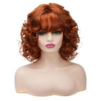 Short Copper Red Curly Wigs for Women Natural Synthetic Wig Auburn Middle Natural Looking Synthetic Heat Resistant Fiber Wig for Daily Party Use