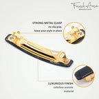 French Amie Small 2 1/4 inch Celluloid Handmade Hair Barrette No Slip Grip Durable Styling Women Hair Accessories Hair Clip for Girls, Made in France(Black)
