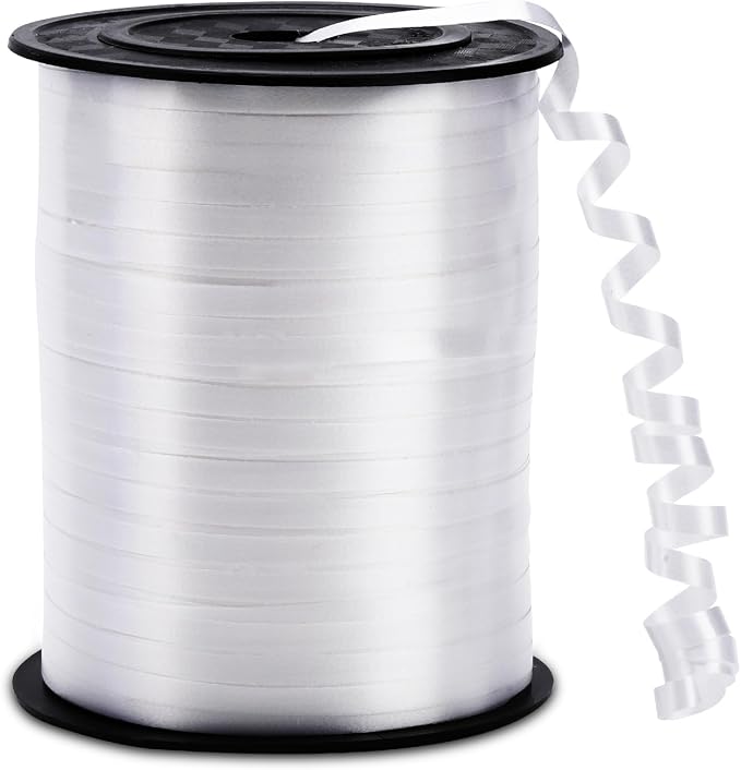 500 Yards White Curling Ribbon Balloon String Ribbon 1/5 Inch | Ribbon by Unknown