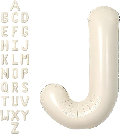 SUWEN 40 Inch Cream Large J Letter Balloons Big Foil Helium A-Z | Jumbo Mylar by SUWEN