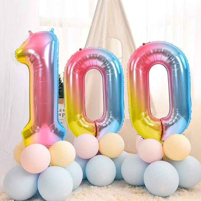 TONIFUL 40 Inch Rainbow Large Numbers Balloons 0-9, Number 2 Digital 2 Helium - Image 4