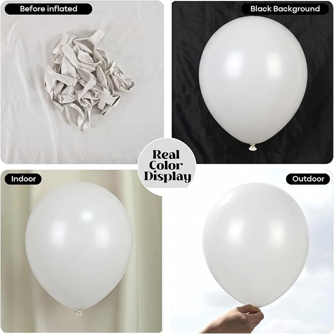 White Balloons 50Pack 12 Inch White Latex Party Balloons - Image 2