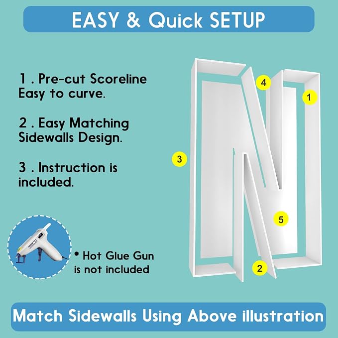 2FT Letter N Mosaic Balloon Frame Letter DIY Fillable Letters Kit - Image 3
