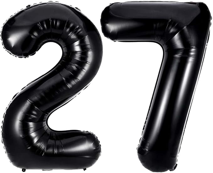 40 Inch Black 27 Balloons Giant Number 27 Balloons Black 27 Birthday Balloons by LHOAVWE