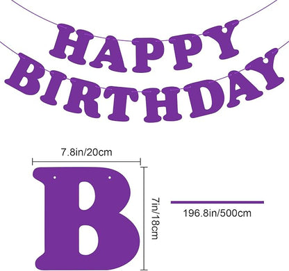 Purple Happy Birthday Banner Sign Birthday Backdrop Party Supplies - Image 2