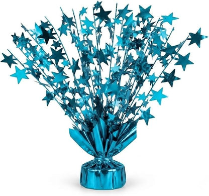PMU Bursting Star Metallic Foil Spray Centerpiece- Turquoise Balloon Weights by PMU