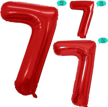 Red Foil Balloons Number 7, Huge Number Balloons - Image 2