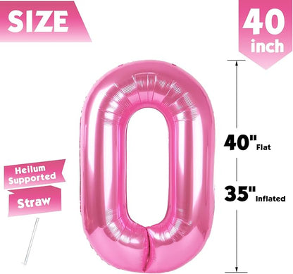 40 Inch Pink Number 0 Balloon Birthday Party Decorations - Image 5