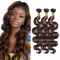 Light Brown Body Wave Bundles Human Hair Ombre Brown Bundles 26 28 30 Inch Niegmeag Brazilian Virgin Remy Hair Extensions Double Weft Highlight P1B30 Body Wave Bundle Hair Weave