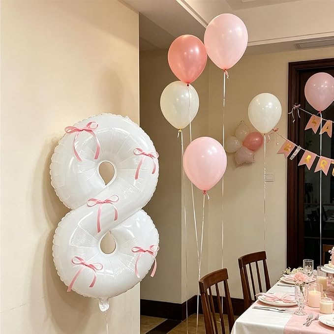 32 Inch White Number Foil Balloon - Image 3