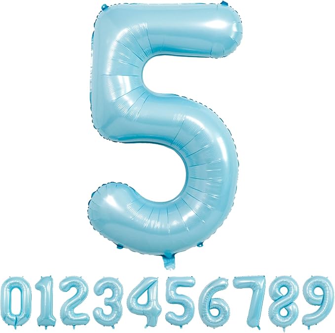 40 Inch light blue Number Balloons, Helium Mylar Foil Number Balloons by Unknown