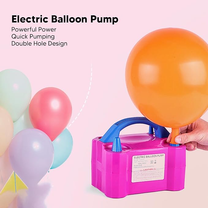 600W Electric Air Balloon Pump Rose Red Dual Nozzle Automatic and Manual - Image 4