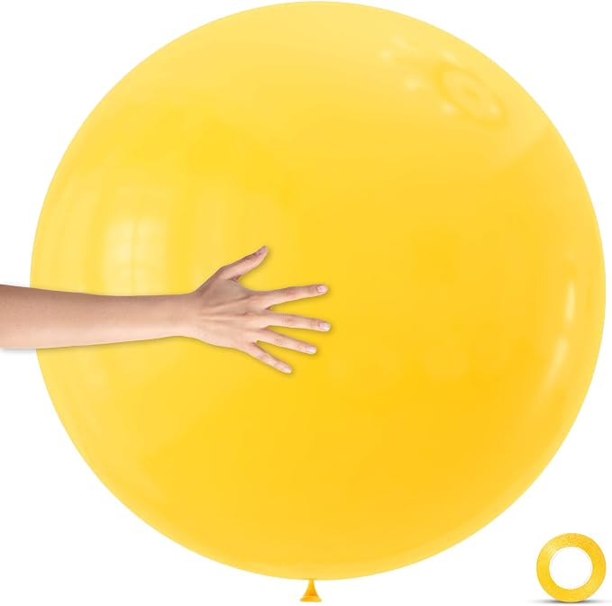 5Pcs Yellow Big Balloons 36 Inch, Round Large Latex Party Balloons by Qikoolaa