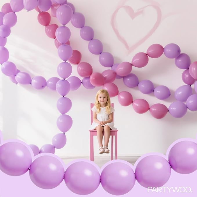 PartyWoo Lavender Linking Balloons 100pcs 12 Inch Purple Link Balloons | - Image 3