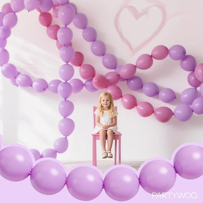 PartyWoo Lavender Linking Balloons 100pcs 12 Inch Purple Link Balloons | - Image 3