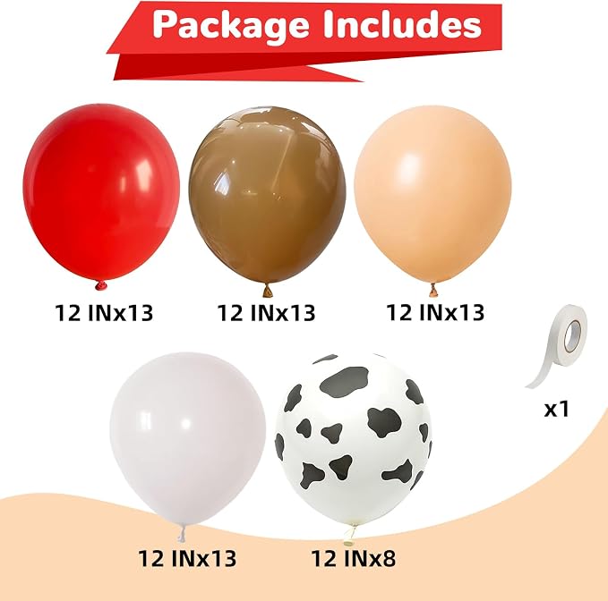 Western Cowgirl Balloons Rodeo 60 Pcs Red Dark Brown Tan Coffee Beige Nude - Image 2
