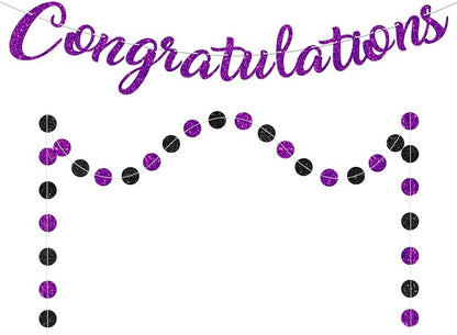 Purple Congratulations Banner Sign Prestrung Congrats Banner Garland by Blopee