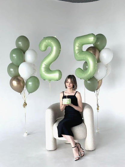 Sage Green Number 2 Balloon 40 inch, 2nd Birthday Party Balloons Decorations | - Image 4