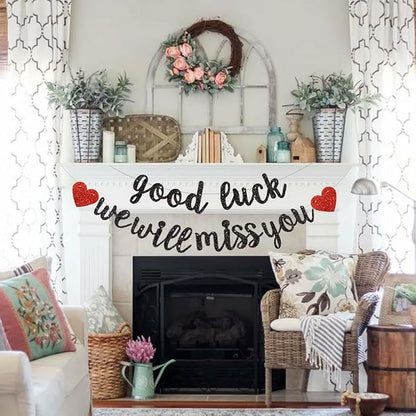 BEISHIDA Glitter Black Good Luck We Will Miss You Banner Party Decor No DIY | - Image 4