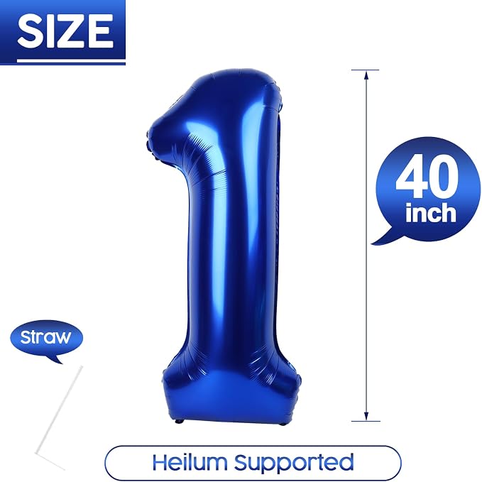 1 Balloon - Night Blue Birthday Number Balloons, 40 Inch Party Decorations | - Image 5