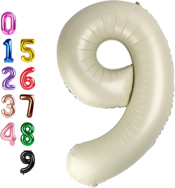 Number Balloons 9 Balloon Cream by Enyeopd