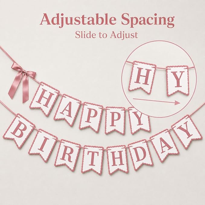 Dusty Rose Happy Birthday Banner - Image 4