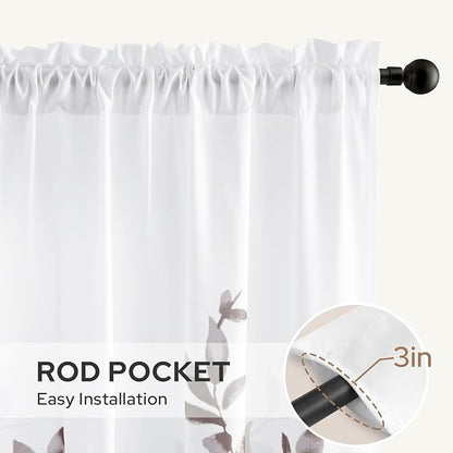 HOMEIDEAS Non-See-Through Dry Rose and White Privacy Sheer Curtains 52 X 96 - Image 6