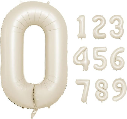 40 Inch Cream Number 0 Balloon, Digital 0 Cream White Giant 0 Foil Balloon by BIAPIAN