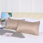 uxcell 2 Pack Silk Satin Pillowcase for Hair and Skin, Cool, Silky, Soft Breathable Pillow Cases Queen Size 20x30 Inch Sateen Pillowcase Rose Gold with Envelope Closure