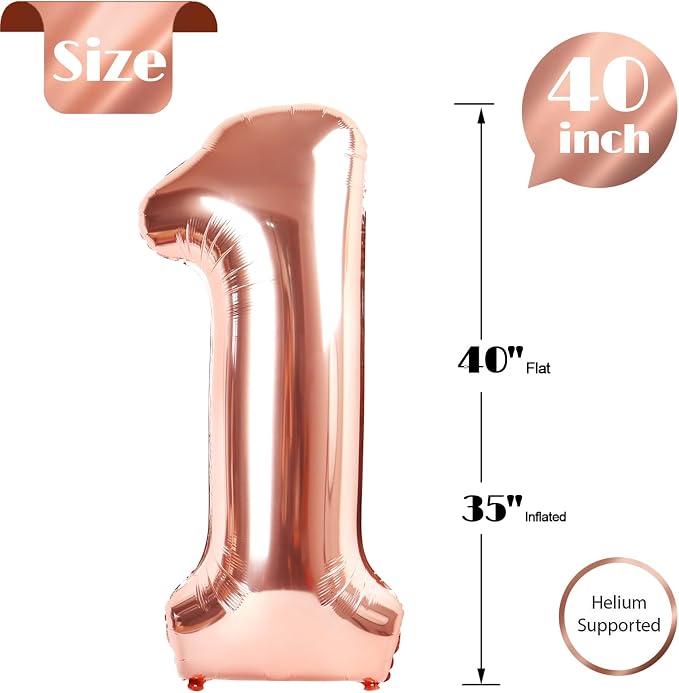 Rose Gold Number 1 Balloon 40 Inch - Image 5