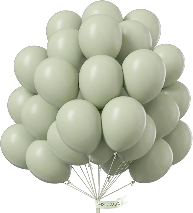 PartyWoo Sage Green Balloons 50pcs Boho Dusty Olive Green Color | 12 Inch by PartyWoo