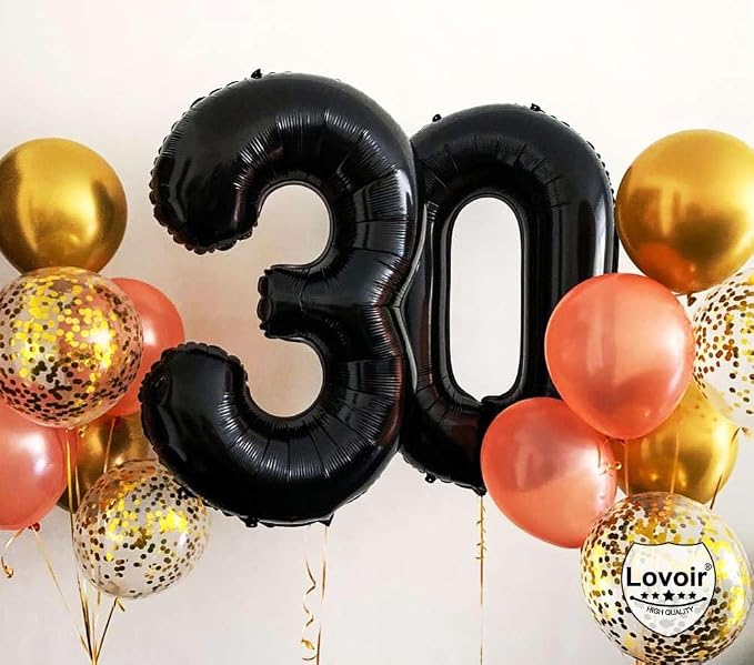 Black 35 Number Balloons, 40 Inch Giant Number 35 Balloons Foil Mylar Helium - Image 3