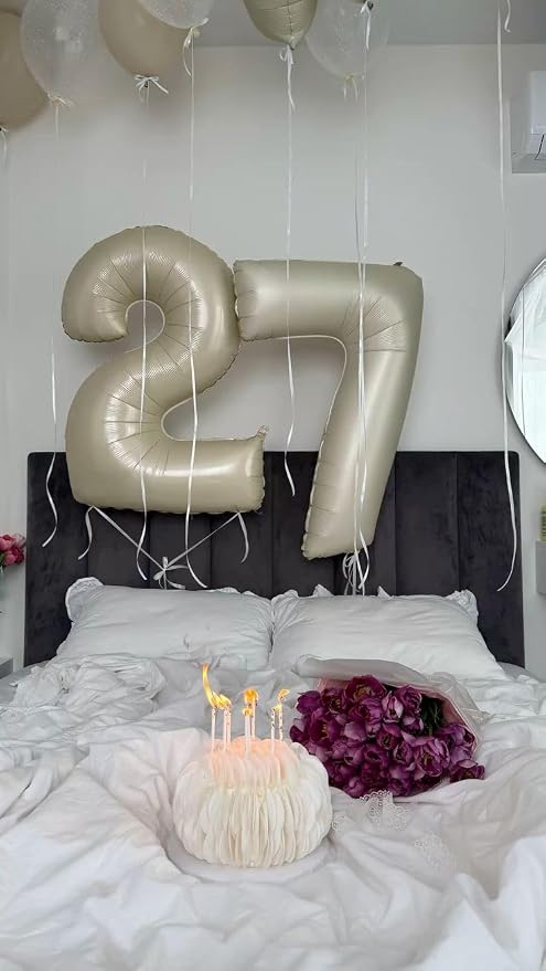 Numbers 14 Balloon 40Inch Cream Balloons - Image 4