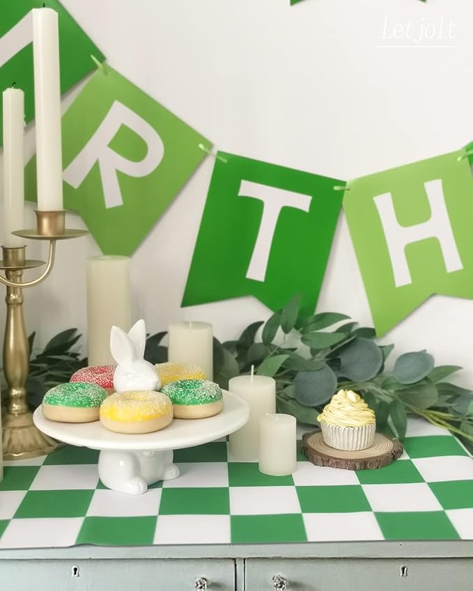 Letjolt Green Happy Birthday Banner Green Garland 13pcs | Theme Birthday Party - Image 3