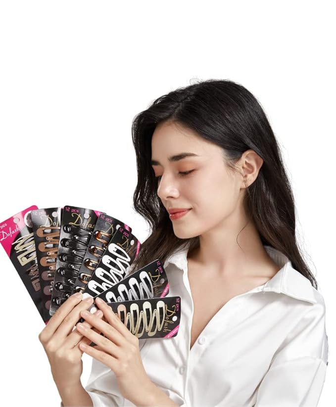 Dofash 12PCS Snap Hair Clips For Women-Non Slip & Metal Hair Barrettes, 5cm 2'' Small Clips For Thin & Fine Hair, Brown