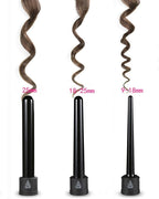 3 in 1 Curling Iron, Curler Wand Set with 3 Interchangeable Ceramic Curling Barrel(0.35”-1.25”), Instant Heat Up, Dual Voltage Hair Curler Beach Waves, Include Glove