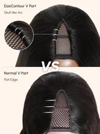 YIROO EasiContour V Part Wigs Human Hair Yaki Straight Human Hair Wigs No Leave Out Glueless Upgraded U Part Wigs for Women V Shape Clip in Vpart Wig No Sew in No Glue Beginner Friendly 18 inch