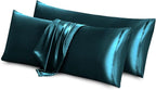 Aormenzy Satin Body Pillow Cover Set of 2, 20x54 Inches Dark Teal Case for Adults, Silky Soft & Cooling Pillowcase With Envelope Closure