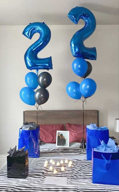 Blue Birthday Balloons for Men 3 Number Balloons 40 Inch | Mix & Match Numbers - Image 4