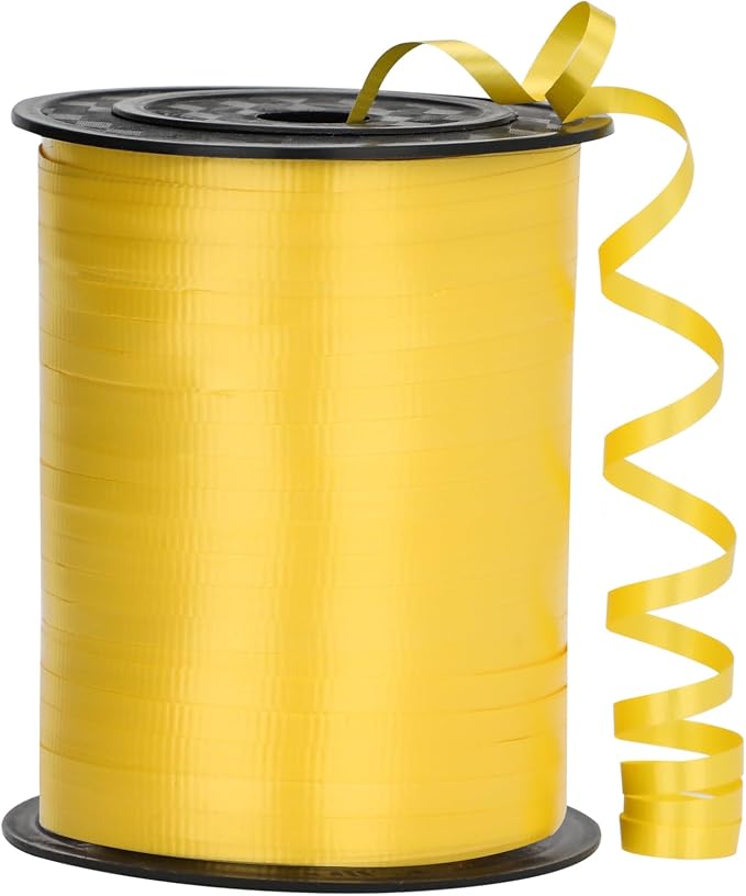 Yellow Ribbon - 500 Yard Crimped Curly Ribbon by OMISELIO