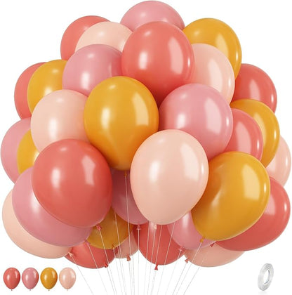 Pink and Yellow Balloons, 12 Inch Retro Blush Yellow Balloons, Dusty Pink Maca by KEPMOV